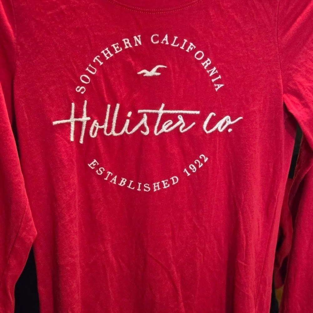 Hollister Co Womens Long Sleeve Graphic Tee Red Southern California Logo Size M